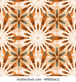 Brown Seamless Texture with Round Decoration Elements. Vector Illustration of Background Pattern
