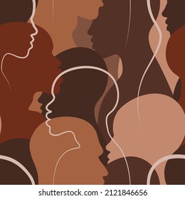 BROWN SEAMLESS VECTOR BACKGROUND WITH SILHOUETTES OF AFRICANS