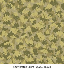 Brown Seamless War Graphic Print. Camouflage Color Beige Camouflage Seamless Pattern. Black Repeated Army Graphic Wrapping. Khaki Seamless Camo Vector Backdrop. Camoflage