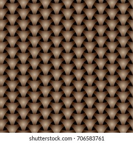 brown Seamless wickerwork triangle surface pattern. Gradient vector graphic. Dragon squama style tiles