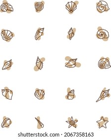 Braune Muscheln, Illustration, Vektorgrafik, auf weißem Hintergrund.