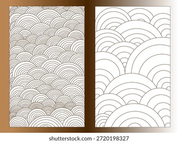 Conjunto de Fondo de pantalla semicircular marrón. Ilustración de arte abstracto contemporáneo. Concepto bohemio para paredes e interiores.