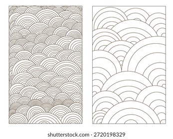 Conjunto de Fondo de pantalla semicircular marrón. Ilustración de arte abstracto contemporáneo. Concepto bohemio para paredes e interiores.