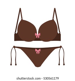brown set bikini with bow