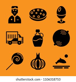 brown, set, refreshing, horizontal, vector and morning icon vector set. Flat vector design with filled icons. Designed for web and software interfaces