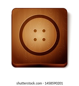 Brown Sewing button for clothes icon isolated on white background. Clothing button. Wooden square button. Vector Illustration