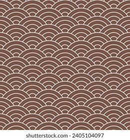 Brown shade of Japanese wave pattern background. Japanese seamless pattern vector. Waves background illustration. for clothing, wrapping paper, backdrop, background, gift card.