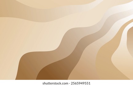 Brown shades background, wave pattern with light. Vector design with copy space.