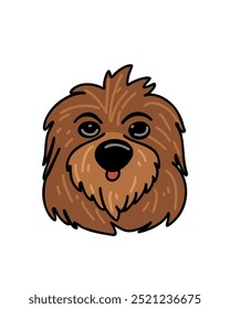 Brown shaggy cute cartoon dog, logo
or sketch of a pet store