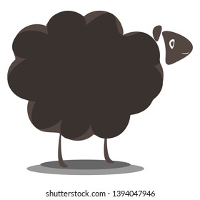 A brown sheep with body full of fur vector color drawing or illustration