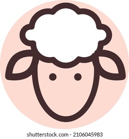 Brown sheep head, illustration, vector on a white background.