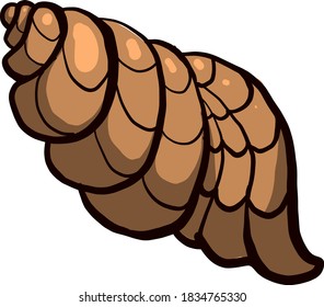 Brown shell, illustration, vector on white background