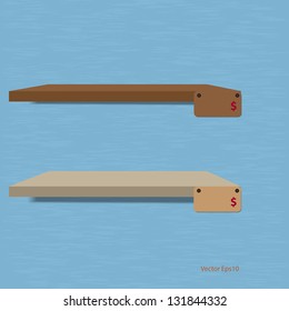 Brown  shelves on blue background Vector design