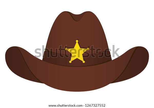 Brown Sheriff Hat Icon Vector Isolated 