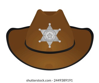 Brown Sheriff hat. vector illustration