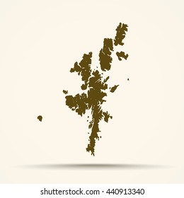 Brown Shetland Islands Map Illustration