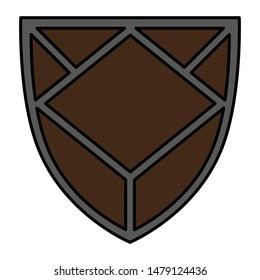 Brown shield on a white background