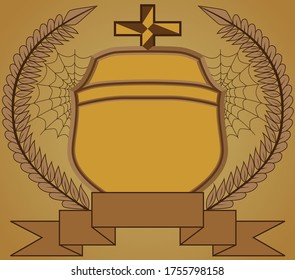 diseño de adorno de escudo marrón aislado