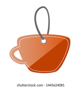 Brown Shining Cup Shape Blank Tag, isolated on white background
