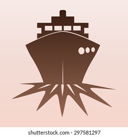 Brown ship icons vector