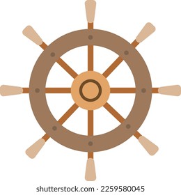a brown ship steering wheel