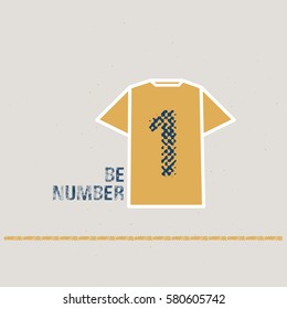 Brown shirt with number one on grey background with brown line