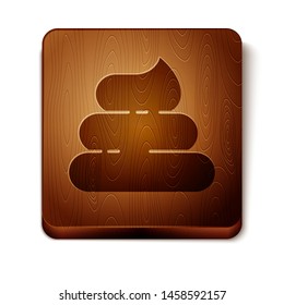 Brown Shit icon isolated on white background. Wooden square button. Vector Illustration