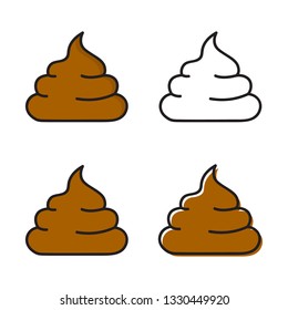 Brown shit  sticker on a white background. Set poop vector icon.