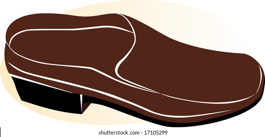 brown shoe on a white background.	