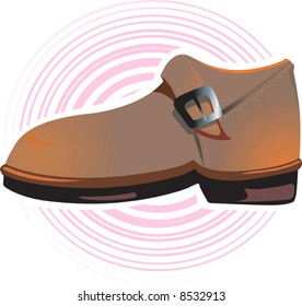 A brown shoe on a white background.	