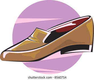 A brown shoe on a white background.	