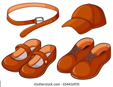 Brown shoes and belt illustration