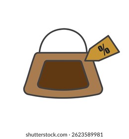 Etiqueta de bolso de compras marrón. Ilustración vectorial