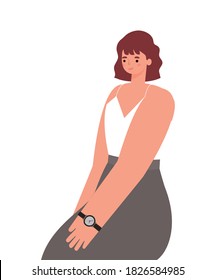 brown and short hair woman cartoon design, female person people human and social media theme Vector illustration