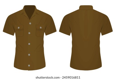 Brown short sleeve shirt. vector 