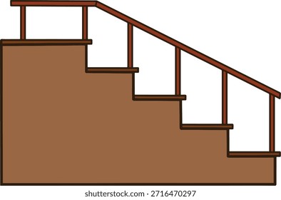 Brown side staircase with handrail and handrail.