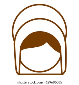 brown silhouette of faceless head of saint virgin mary vector illustration
