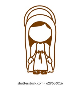Silueta marrón de la Imagen sin rostro de Santa Virgen María Ilustración vectorial