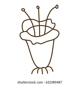 brown silhouette of flower in closeup vector illustration