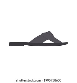 Brown silhouette of a man's sandal. Vector drawing and icon.