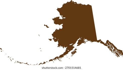 Brown Silhouette Karte von Alaska
