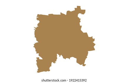 Brown silhouette of a map of the city of Leipzig in Germany on a white background