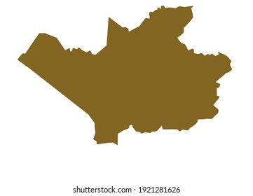 Brown silhouette of a map of the city of Leverkusen in Germany on a white background