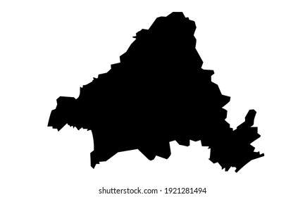 brown silhouette of a map of the city of Solingen in Germany on a white background