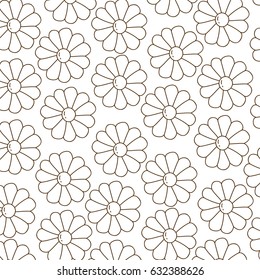 brown silhouette pattern with daisy flowers vector illustration