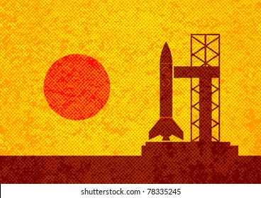 Brown silhouette of rocket