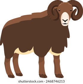 brown silhouette stencil sheep isolated on white. Farm animal