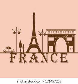 brown silhouettes of the buildings in france