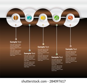 brown silver white modern time line template for website computer graphic and technology. text box. number