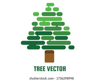 Brown, simple, green tree vector image